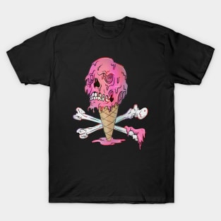 Drippy Ice Cream Melting Skull T-Shirt